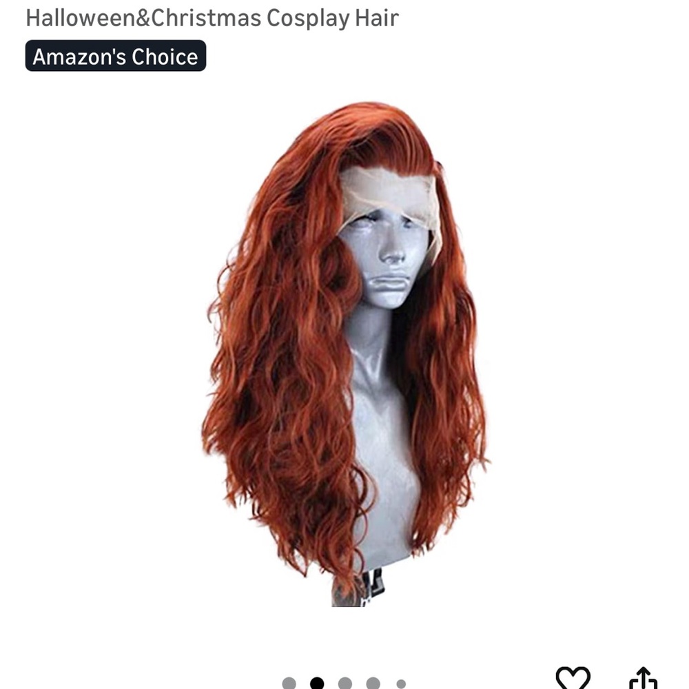 24” Long Wavy Copper Red Women’s Wig - Costume, Halloween, Cosplay, Braiding